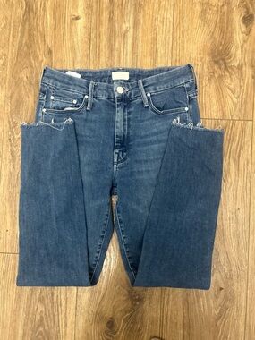 Mother The Looker Ankle Fray Dark Wash Jeans - Blue Sz 26